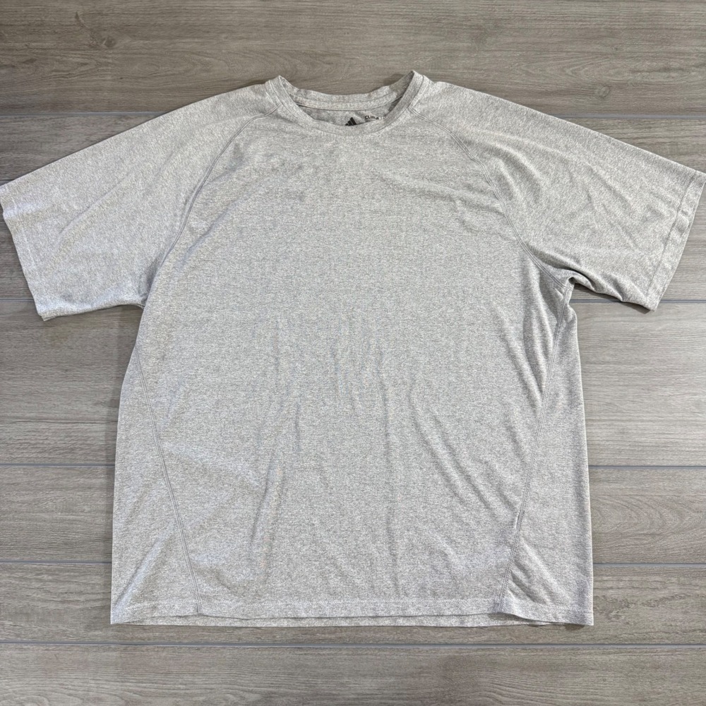 Adidas Shirt Mens XXL Gray Climalite Short Sleeve Big Logo Athletic Tee